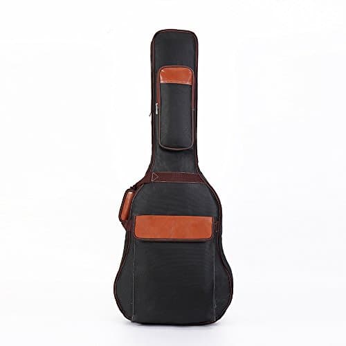 GamutTek 41 inches guitar case with leather cover and Adjustable Double Shoulder Straps in modern design (Black)