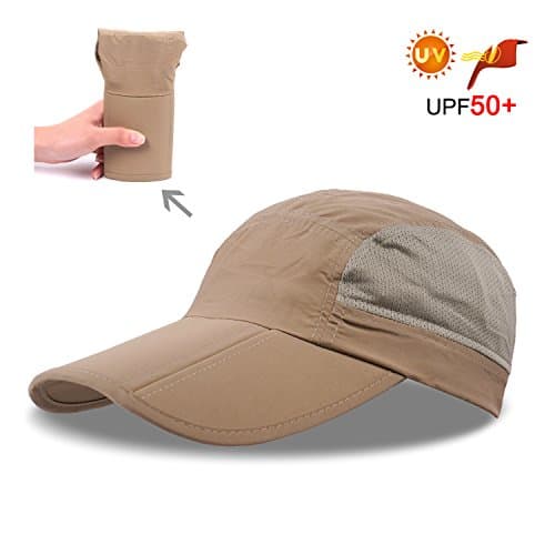 Folding Baseball Cap Summer Mesh Running Hats Men Visors Sport Cap Outdoor Sport Waterproof Hat Trucker Hat Hiking Cycling with 3.54in Brim 19-24in Adjustable Unisex Hat(coffee)