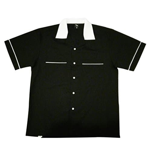 Black White Retro Bowling Shirt (Large)