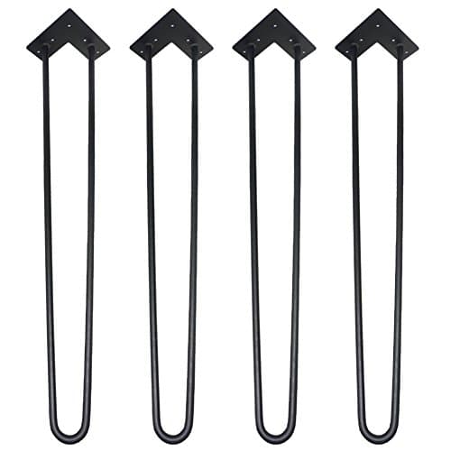 4 x 28 In 2-rod Classic Black Hairpin Table Legs Solid Steel Rod