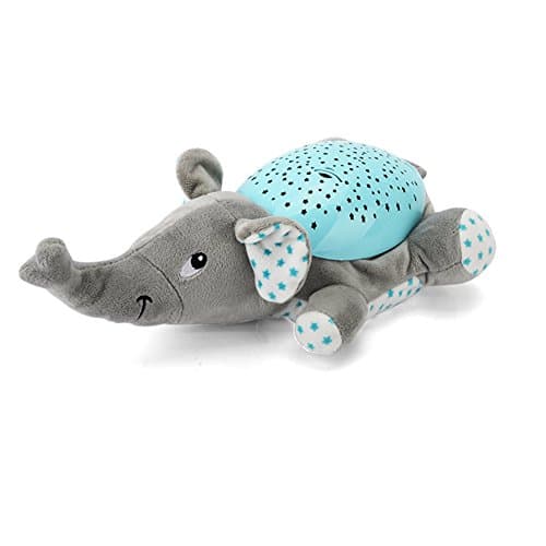 Sleep Aid Night Light &amp; Shusher Sound Machine &amp; Baby Gift, LED Star Projector &amp; Portable Soother Stuffed Animal Comfort Plush Toy, Infant Slumber Buddies Projection and Music (Elephant)