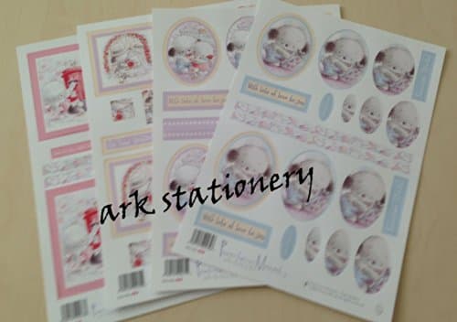 Four A4 die Cut 3D pyramage Decoupage - Paws-Fur-a-Moment - Post Box, Dog, Wedding, Kitty, Couple