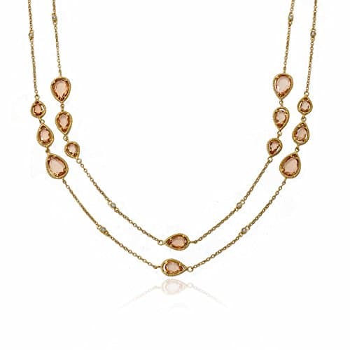 Riccova Arctic Mist Champagne Teardrop Two Strand 2 Strand Chain Necklace 16" +2