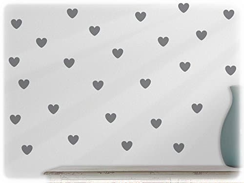 wallfactory - wall decal - 60 great Hearts in silver