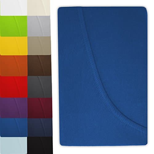 Luxoon Jersey Fitted Sheet Bed Linen, Series Available In 16 Modern Colours and 5 Different Sizes, royal blue, Doppelpack Kinderspannbettlaken 70 x 140 cm
