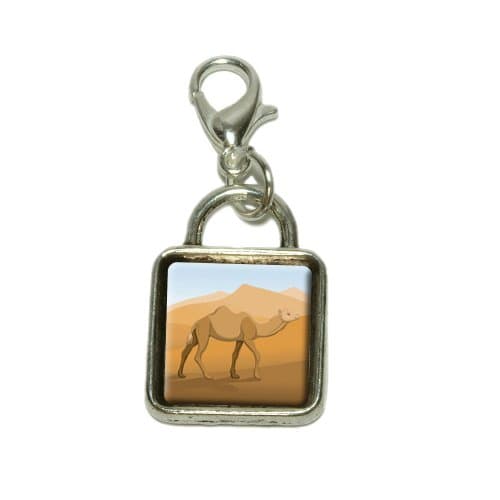 Camel Walking Through Desert Dangling Bracelet Pendant Square Charm