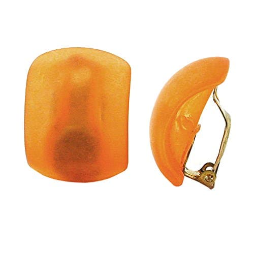 DEcus NObilis 04937 - Clip-On Earring RECTANGLE Plastic Matte Orange 27x20 mm - Fashionable Ear Clips for every Ocassion.