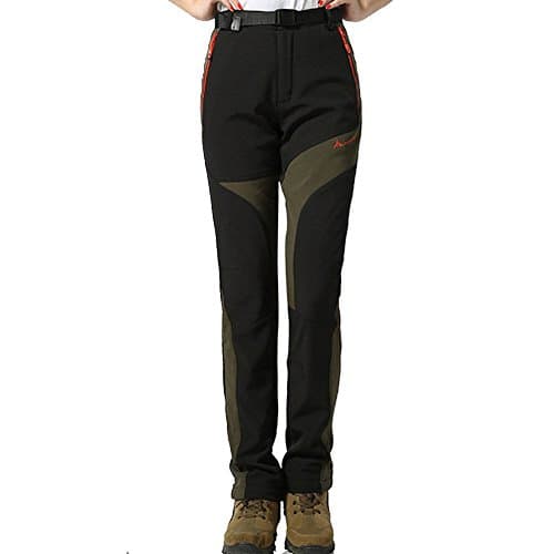 Women's Soft Shell Outdoor Pants Waterproof Windproof Fleece Lined Walking Winter Hiking Trousers