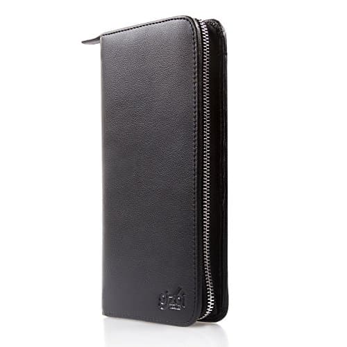 Genuine Leather Zipped Passport Document Organiser RFID Blocking