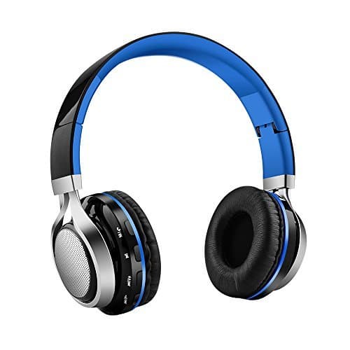 Bluetooth Headphones Aita BT816 Multifunctional Wireless Headset, Foldable Over-ear Headphones, with FM radio and MIC, TF card, LED lights, for iPhone Android Mp3 Tablet. Adults Teens Kids (Blue)
