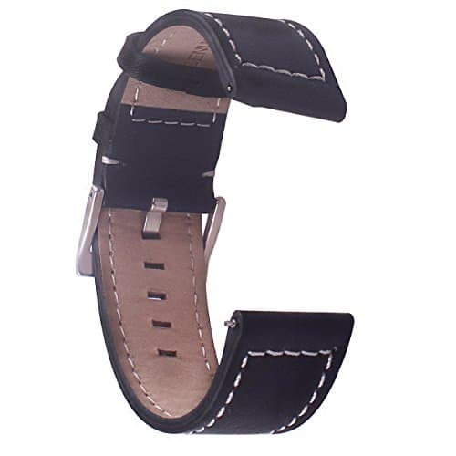 Gear S3 Frontier Classic Band,Genuine Leather Replacement Strap for Samsung Gear S3 Frontier / S3 Classic / Moto 360 2nd Gen (black)
