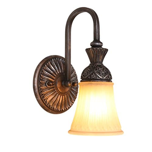 HJHY® Iron wall lamp, American style Iron Mirror front wall lamp bathroom Comb table Entrance Aisle lights bedroom Bedside lamp European style Retro lights E27 Easy to clean ( Color : Single )