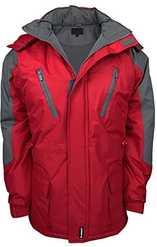 Rockface Heavy Waterproof Fully Fleece Lined Skiing Winter Jacket Cargo Press Stud Pockets with Thermal Padded Storm Hood Tapered Seams Full Zip Coat Top Outdoor Warm Snow Windproof