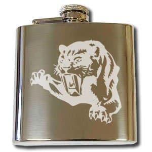 Personalised Engraved 6oz Hip Flask with Captive Top TIGER Design, Birthday, Anniversary, Wedding