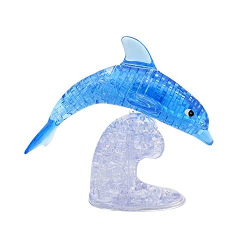 Gift Ideas! Cube Crystal Puzzle, 3D Jigsaw Puzzle - Shape The Dolphin, Blue
