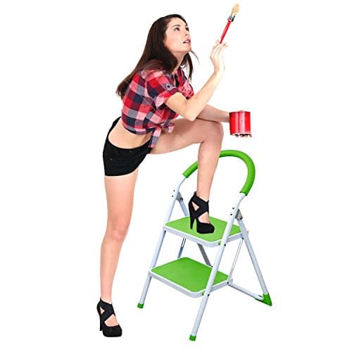 Premium 2 Tread Heavy Duty Lime Green 3 Step Household Steel Step Ladders (SI-HH1008)