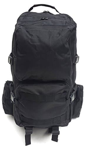 A R London Backpack Lightweight Outdoors Very large Rucksack in heavy duty Polyester Multi-function bag with many compartments for Hiking Camping Trekking Outdoors (Black)