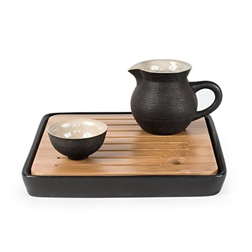 Natural Bamboo Mini Square Tea Tray Kungfu Tea & Coffee Serving Tray Storage Water Tea Tray (Black)