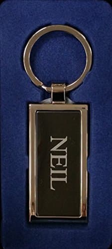 NEIL Silver Metal Key Ring Engraved and presented in beautiful gift box By Sterling Effectz
