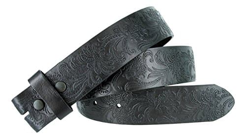 Avnet Men Leather Western Style Engraved Floral Pattern 1.5'' Wide Belt Strap,Black 40