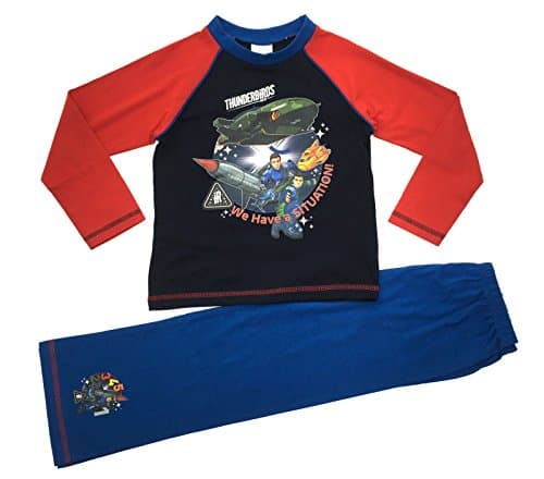 Boys Thunderbirds Pyjamas Childrens 2 Piece Long Pjs Set Kids Size UK 4-10 Years