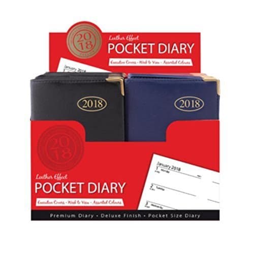 Tallon 2018 POCKET Diary WEEK TO VIEW PVC Lather Effect Cover With Metal Corner (Black x 1)