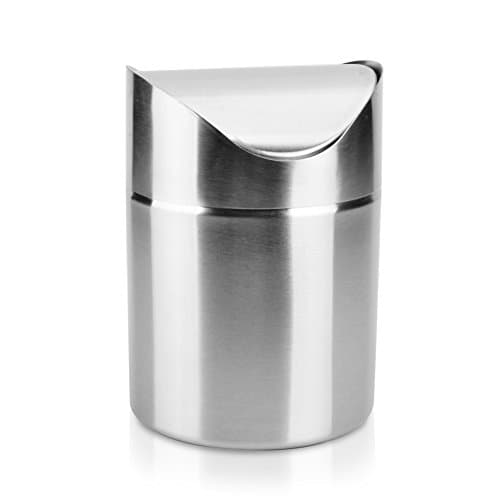 Creative mini trash can stainless steel rocker cover/ desktop trash the dressing table