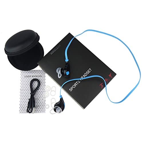 Bluetooth 4.1 +EDR Headset Wireless Sport Gym Running Stereo In-Ear Earphones with Microphone (Blue)