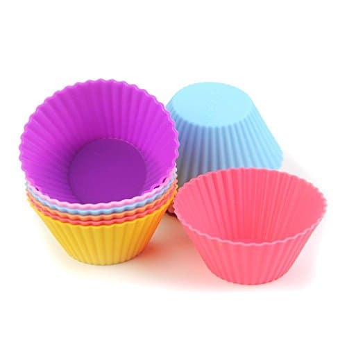 S7 SEVEN Muffin Cases, 12 pcs Silicone Baking Cases Muffin Moulds Cupcake Cups for Muffins Brownies Cupcakes Cakes Ice Creams Puddings, Random colors (Round)