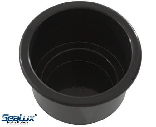 SeaLux Black Recessed Plastic Drink Cup Holder replace insert for Marine Boat Car Van no drain by SeaLux