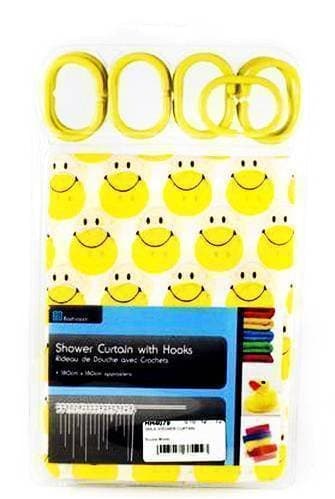 SMILE SHOWER CURTAIN &amp; HOOKS