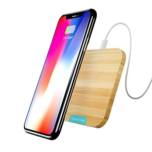 Auckly iPhone X Wireless Charger, Bamboo Qi Wireless Charging Pad Ultra Slim for iPhone 8/8 Plus/X and Samsung Galaxy Note8/Note5/S9/S9+/S8/S8 Plus/S7/S7edge/S6/S6edge
