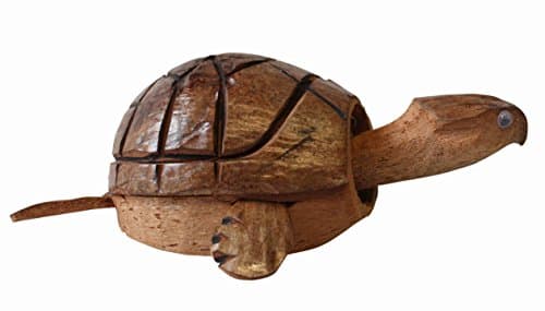Quay Traders Coconut Turtle Toy Display Bobbing Head &amp; Tail Polished Home Decor 30x29x13