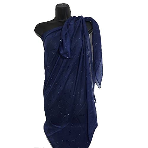 Sufias Accessories Large Sparkle Glitter Sequin Multiway Sarong Scarf Beach Pool Cover-Up Kaftan UK (Blue)