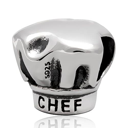 I love Cooking Chef Hat Charm 925 Sterling Silver Bead fits European European Bracelet
