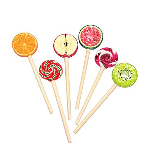 Smooth Plastic Cartoon Lollipops Pen Set,Ballpoint Pen for Student Award Gift, Kids Birthday Present,0.5mm,Pack of 6 Pcs
