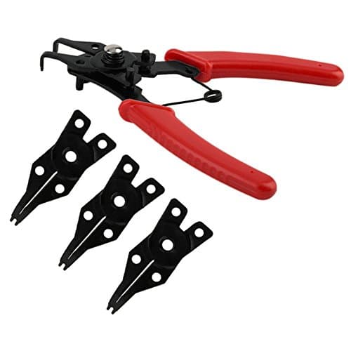 Red : 4 In 1 Multifunctional Snap Ring Pliers Circlip Pliers Multi Crimp Tool Internal External Ring Combination Retaining