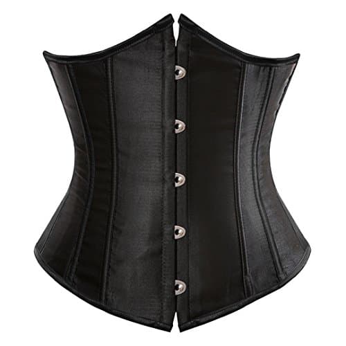 Stay 7055 Black Satin Underbust Corset Waist Cincher Basques Medium Black