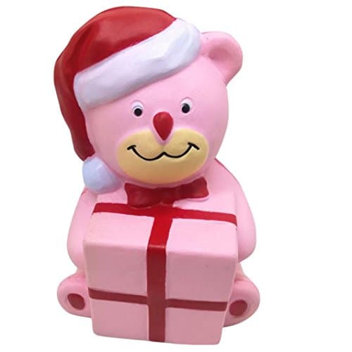 NEEDRA Squishy Christmas Bear Squeeze Slow Rising Cream Scented Decompression Cure Toy (Pink)
