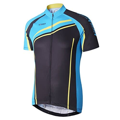 Someet Summer Cycling Jersey - Breathable Shirts Comfortable 3D Cushion Quick Dry Road & Mountain Bike Clothing - Short Sleeve Cycle Clothes for Men - Full Zippered Sportswear (Black Blue)