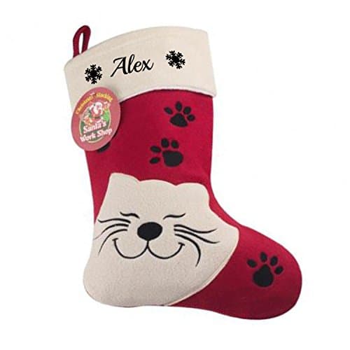 Custom Personalised Cat Pet Christmas Stocking Sack Gift with your own name