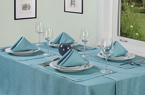 Soft Feel Easycare Slubbed Teal Pack Of 4 Polyester Table Napkins 16in x 16in (40cm x 40cm) Approximately From The Signature Collection Range.