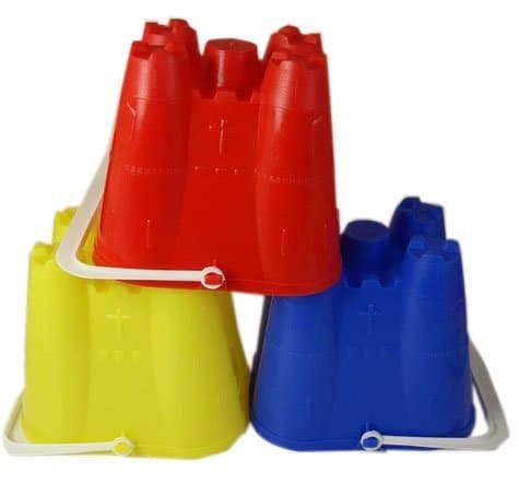 A051 6”/15 cm SOLID COLOUR CASTLE BUCKET (Colours vary) no Spade Sandcastle