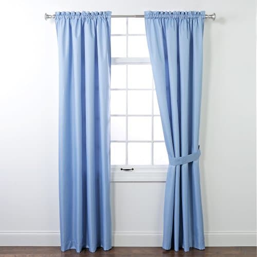 Stylemaster Home Products Rio Foam Back Rod Pocket Panel Pair with 2-Tieback, 2 by 42 by 63-Inch, Blue