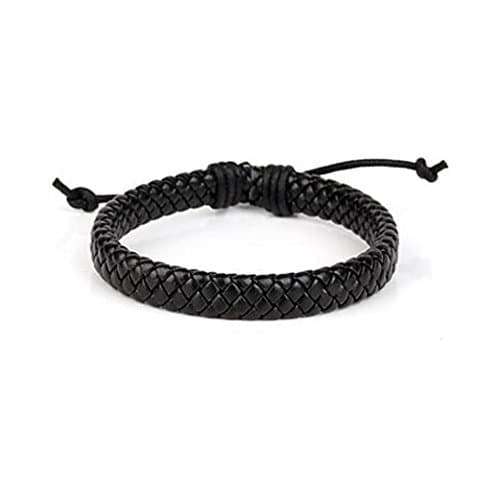 GYJUN Comfortable Adjustable Men¡®s Leather Cool Hard Bracelet All Black Braided Leather(1 Piece) Jewelry , one size