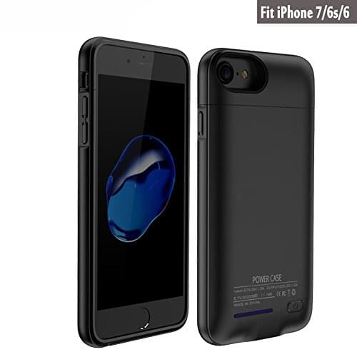 iPhone 7 Battery Case, YFish 3000mAh iPhone Portable Charger Slim Rechargeable Extended Battery Charging Pack Power Bank Case with Kickstand for iPhone 7 / 6S / 6 4.7 inch, Black