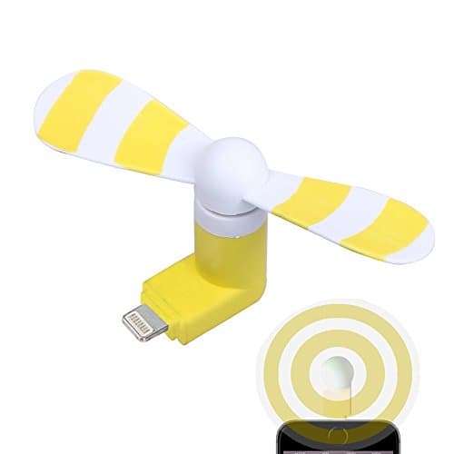Kupx 8pin iPhone iPad Portable Mini Cooler Fan For iphone 7 6 6s 5 5s 5se Plus Ipad 4 Mini Air Pro With Soft Green Silicon Leaves Yellow Strips