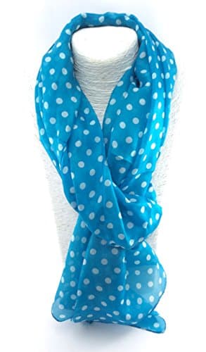 Ladies Silk Poka Dot Scarf (Turquoise)