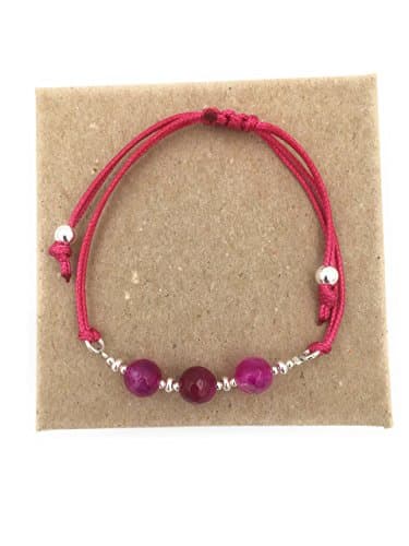 Bracelet in silver and pink veined agate