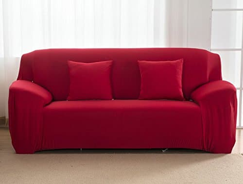 YUTIANHOME Sofa Cover Easy Fit Stretch Fabric Couch Protector Elastic Settee Slipcover for 3 Seater, Red